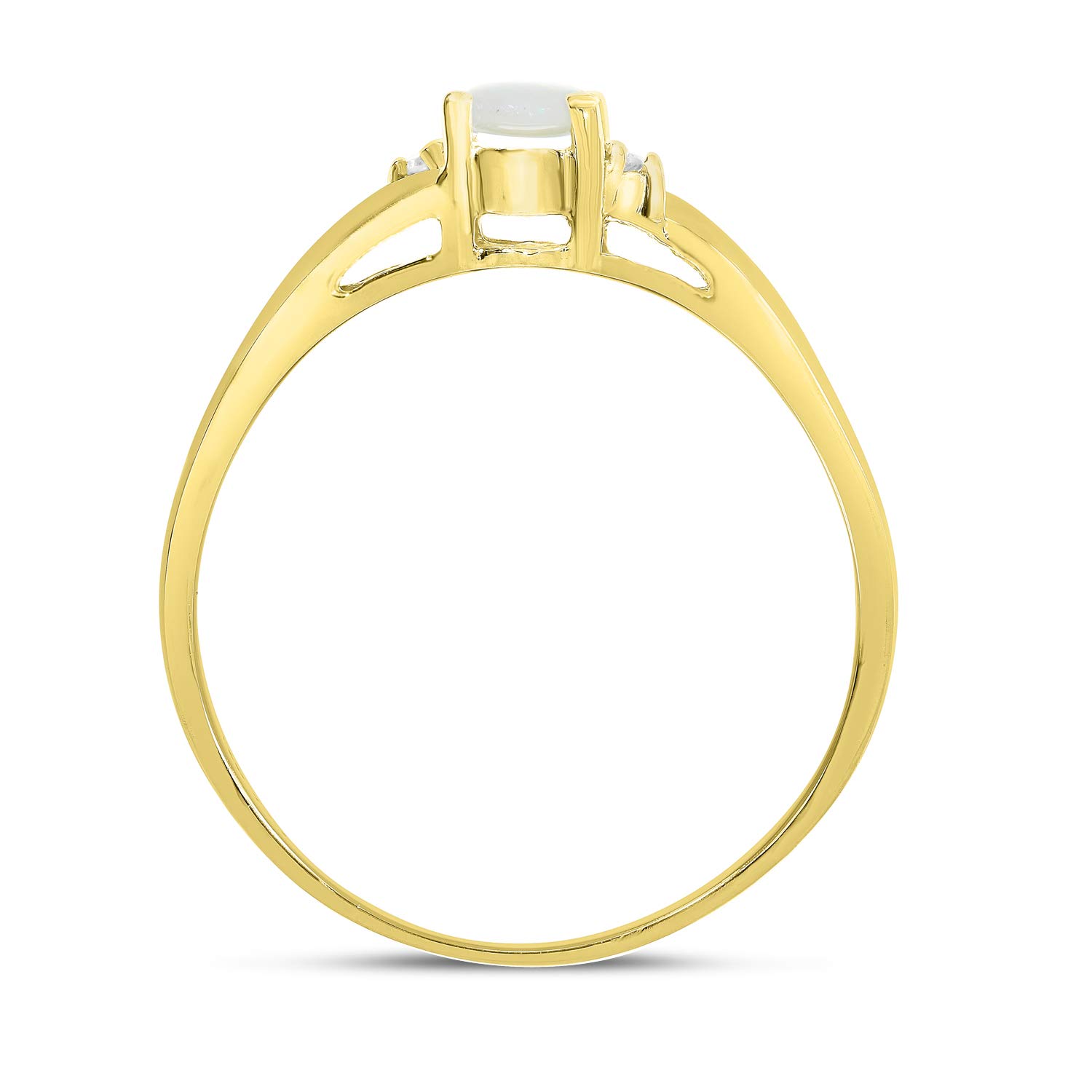 14K Yellow Gold Oval Opal and Diamond Ring for Women - Elegant Vintage Style Jewelry Gift for Engagement, Wedding, Anniversary & Special Occasions