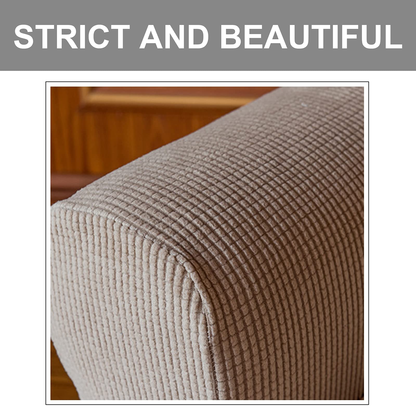 Stretchable Spandex Armrest Covers - Dark Gray Polyester Furniture Protector for Sofa, Chair & Couch - Anti-Stain Washable Slipcovers - Perfect for Living Room, Office & Home Decor Protection