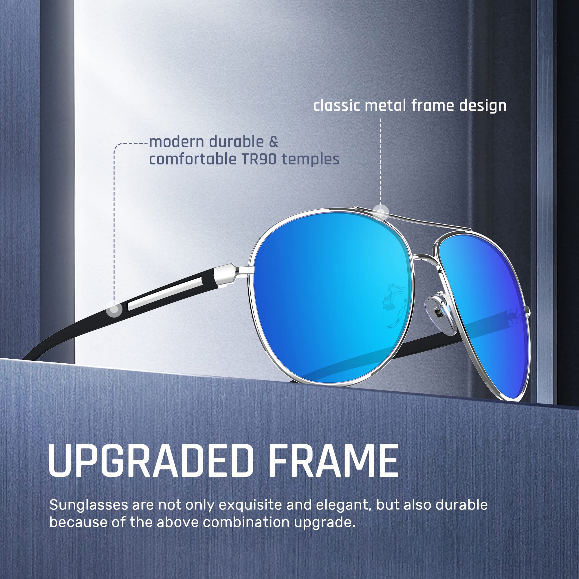 Classic Aviator Sunglasses for Men - Polarized & Mirrored Lenses UV Protection - Perfect for Driving, Outdoor Sports & Fashion Accessories