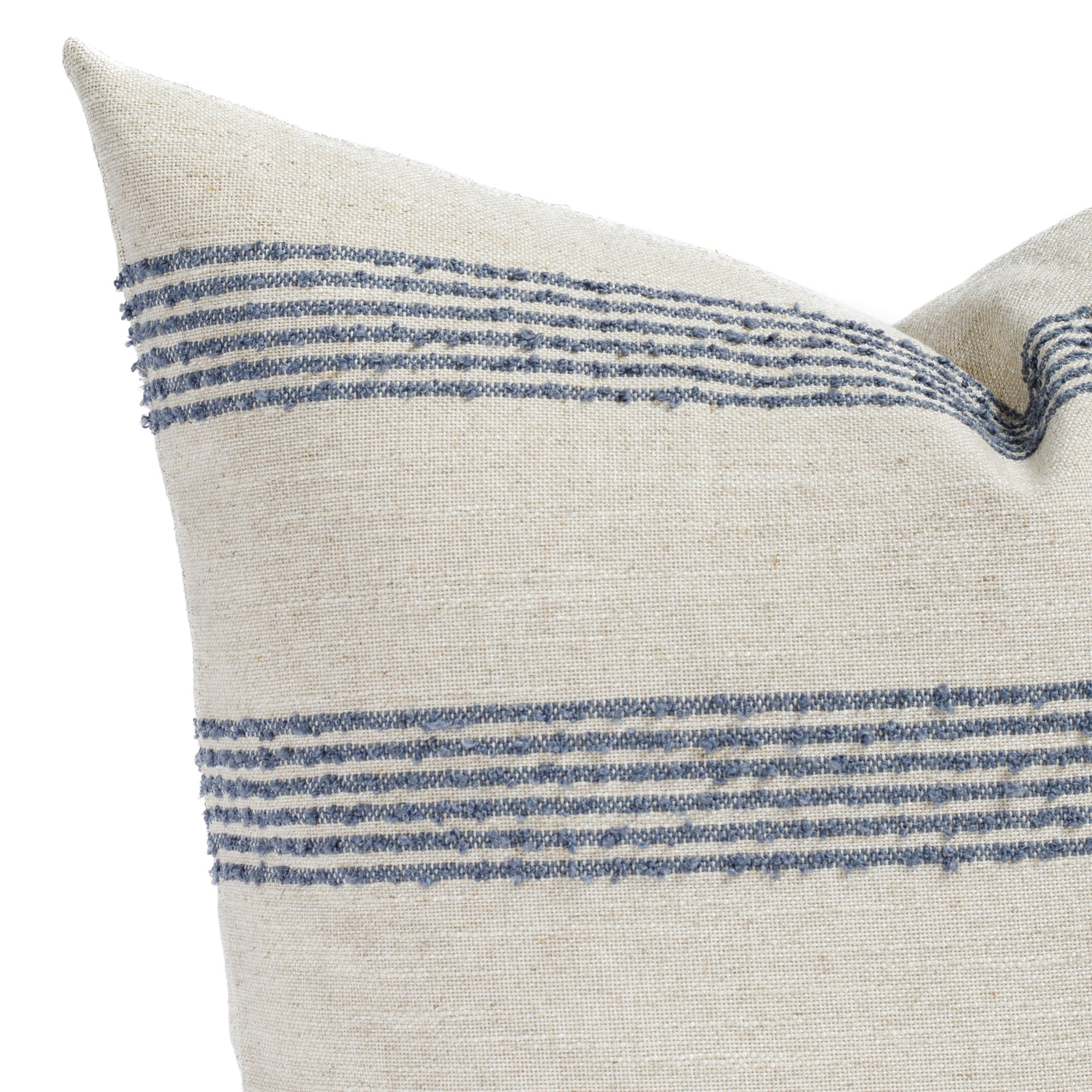 Finn Stripe 22x22 Decorative Throw Pillow Cover - Soft Denim Blue & White Striped Cushion for Sofa, Bed, or Chair - Perfect for Living Room, Bedroom & Home Decor