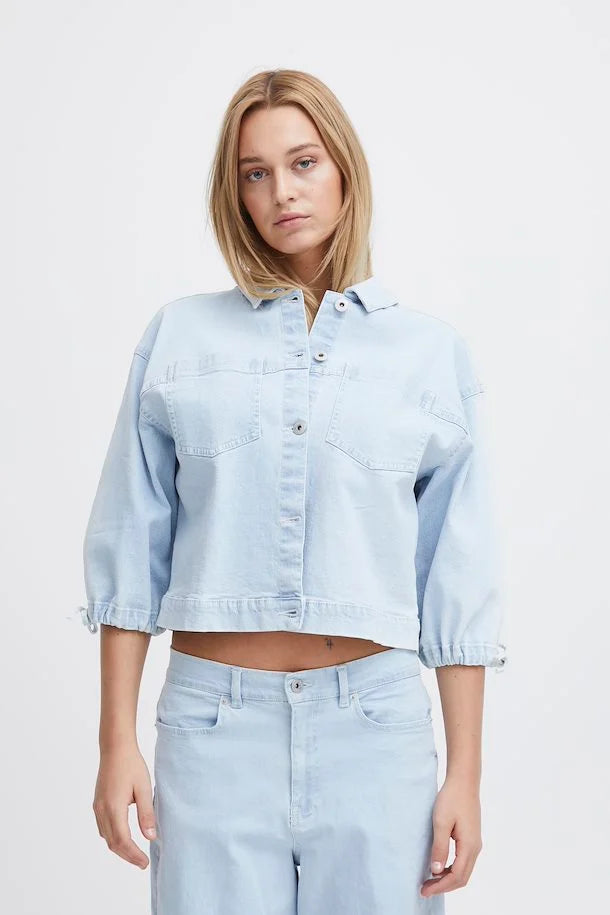 Carley Denim Jacket for Women - Light Blue Wash Distressed Denim Jacket | Casual Spring & Fall Outerwear | Perfect for Streetwear, Weekend Outfits and Layering