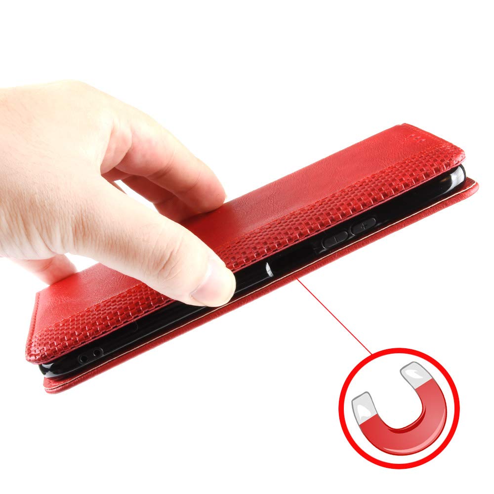 Premium PU Leather Flip Case for Cricket AT&T Radiant Max 5G & Dream 5G - Shockproof Protective Phone Cover with Card Slots (Red) | Perfect for Work, Travel & Everyday Use