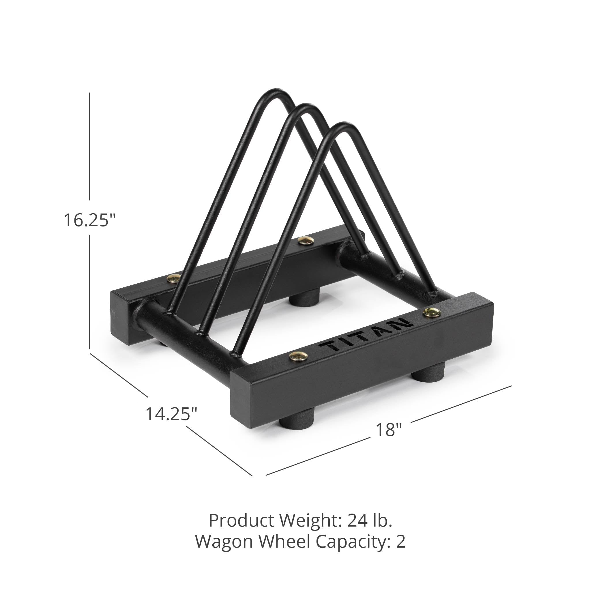 Titan Fitness Horizontal Wagon Wheel Storage Rack - Heavy Duty Freestanding Floor Organizer for 2 Wagon Wheels - Perfect for Home Gym Equipment Storage and CrossFit Training Accessories