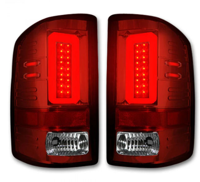 GMC Sierra 2500/3500 2014-2019 Tail Lights - OLED Red LED Replacement for 3rd Gen Single Wheel Models with OEM Halogen Lights | Perfect for Truck Upgrades & Night Driving Safety