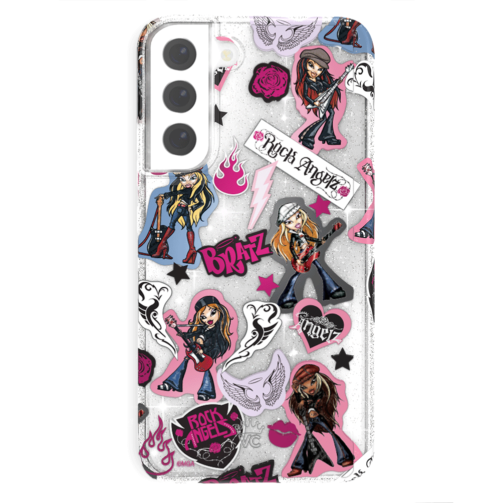 Bratz Rock Angelz Glitter Samsung Phone Case - Trendy Protective Cover for Galaxy S21/S20/Note 20 - Perfect for Teens, Fans, and Fashion Lovers