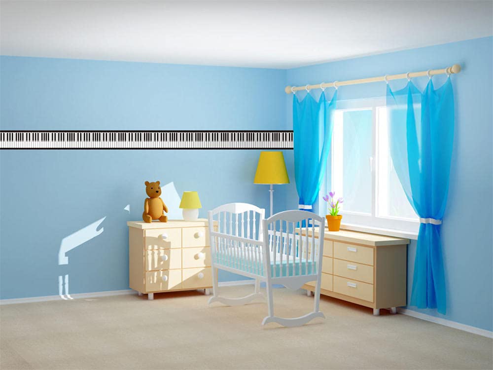 Peel and Stick Wallpaper Border - Removable Self-Adhesive PVC Trim for Bedroom, Kids Room, Living Room, Bathroom & Kitchen - Waterproof 10x200cm Straight Rolled Design - Perfect for Piano Keyboard Walls, Accent Walls & Home Decor