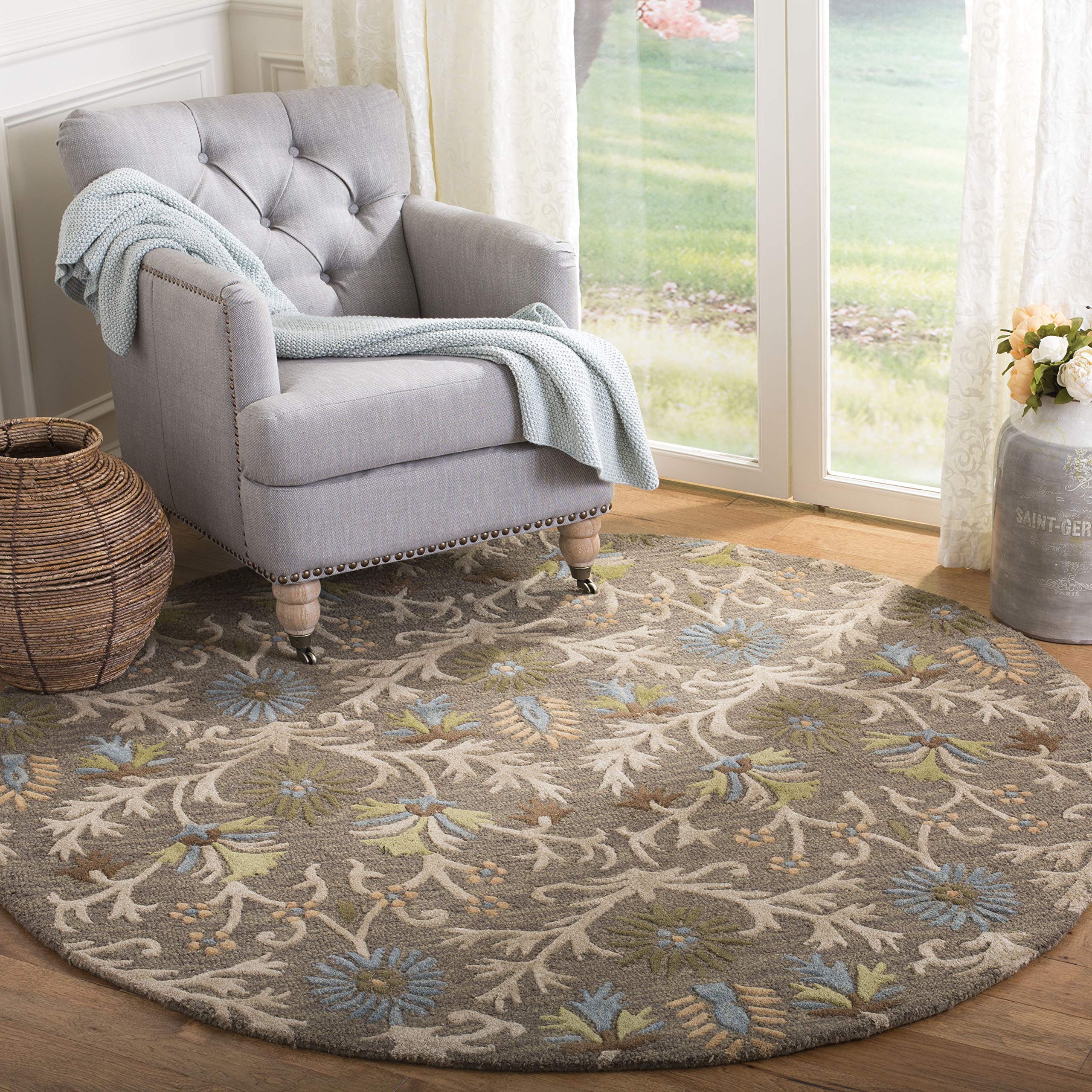 SAFAVIEH Cambridge Collection 4' Round Moss & Multi Handmade Moroccan Wool Area Rug - Perfect for Living Room, Bedroom, or Office Decor