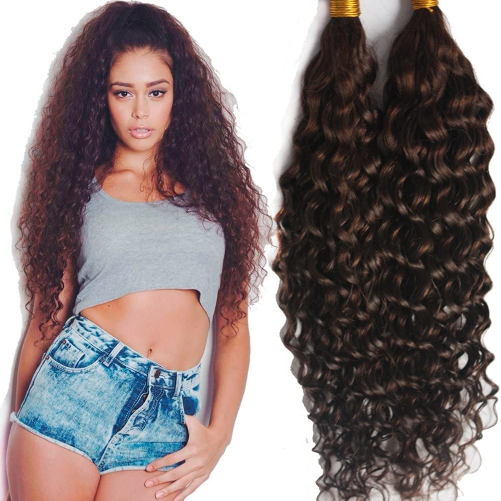 100% Virgin Mongolian Human Hair Extensions - Deep Curly Bulk Hair Weaving for Braiding (2 Bundles, 20inch, Natural Color) | Unprocessed No Weft Human Hair | Perfect for Protective Styles, Weaves & Natural Hair Blending