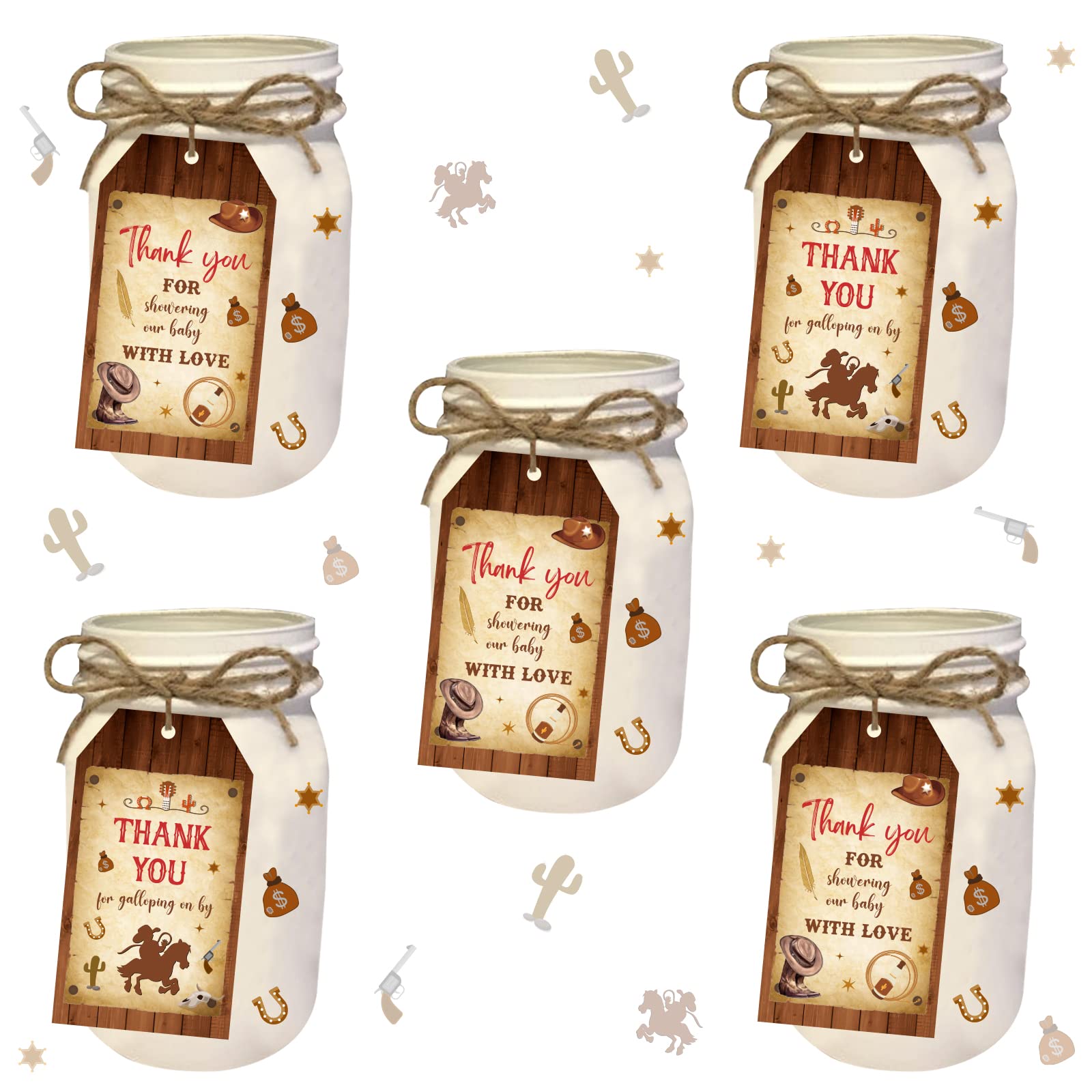 100PCS Cowboy Thank You Tags - Western Baby Shower Decorations for Boys, Cowboy Party Favor Tags - Perfect for Western Theme Baby Showers, Birthday Parties & Cowboy-Themed Events