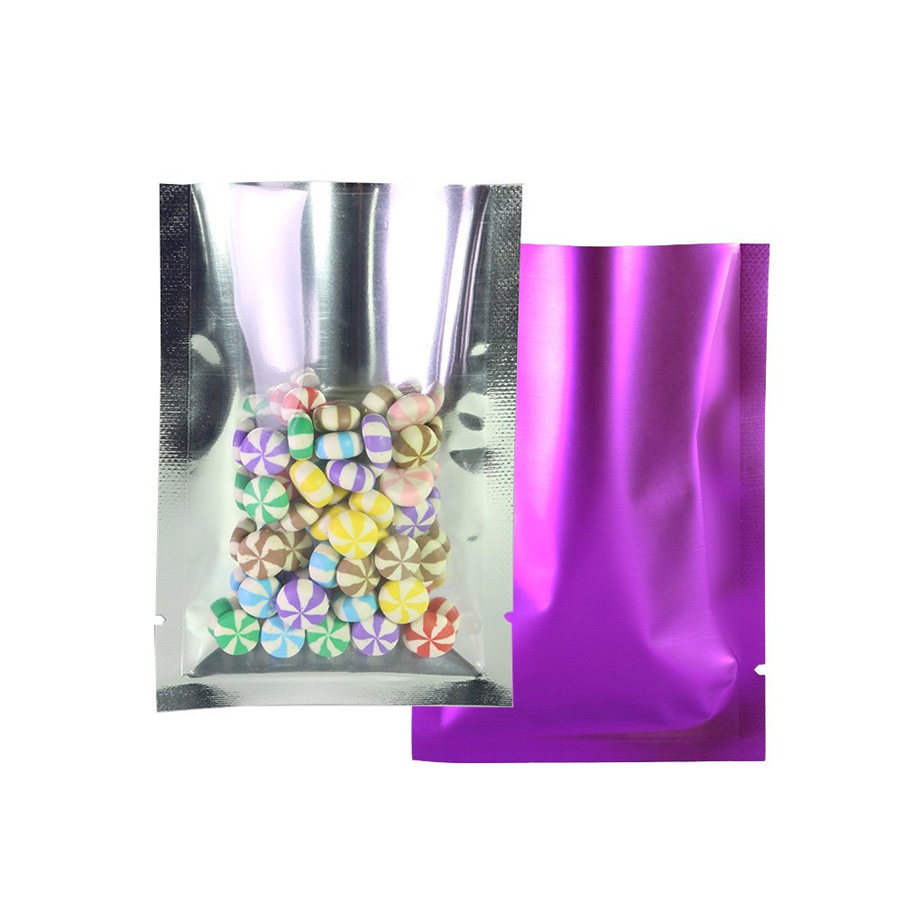 QQ Studio Clear Open Top Colored Metallic Mylar Bags - 100 Pack (2.8