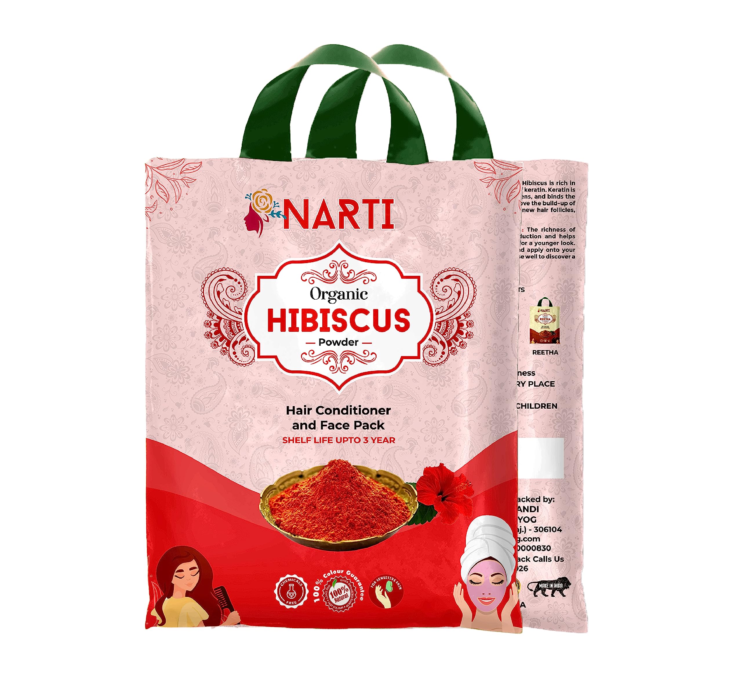 Organic Hibiscus Powder for Face Pack - 499g | Gudhal | Natural Skincare for Glowing Skin & Anti-Aging | DIY Face Masks & Hair Treatments
