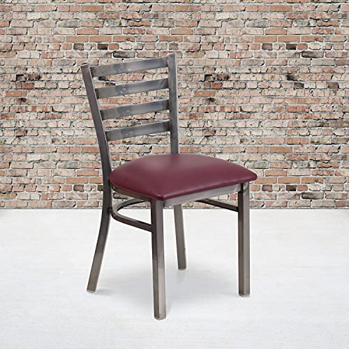 Burgundy Vinyl Seat/Clear Coated Metal Frame