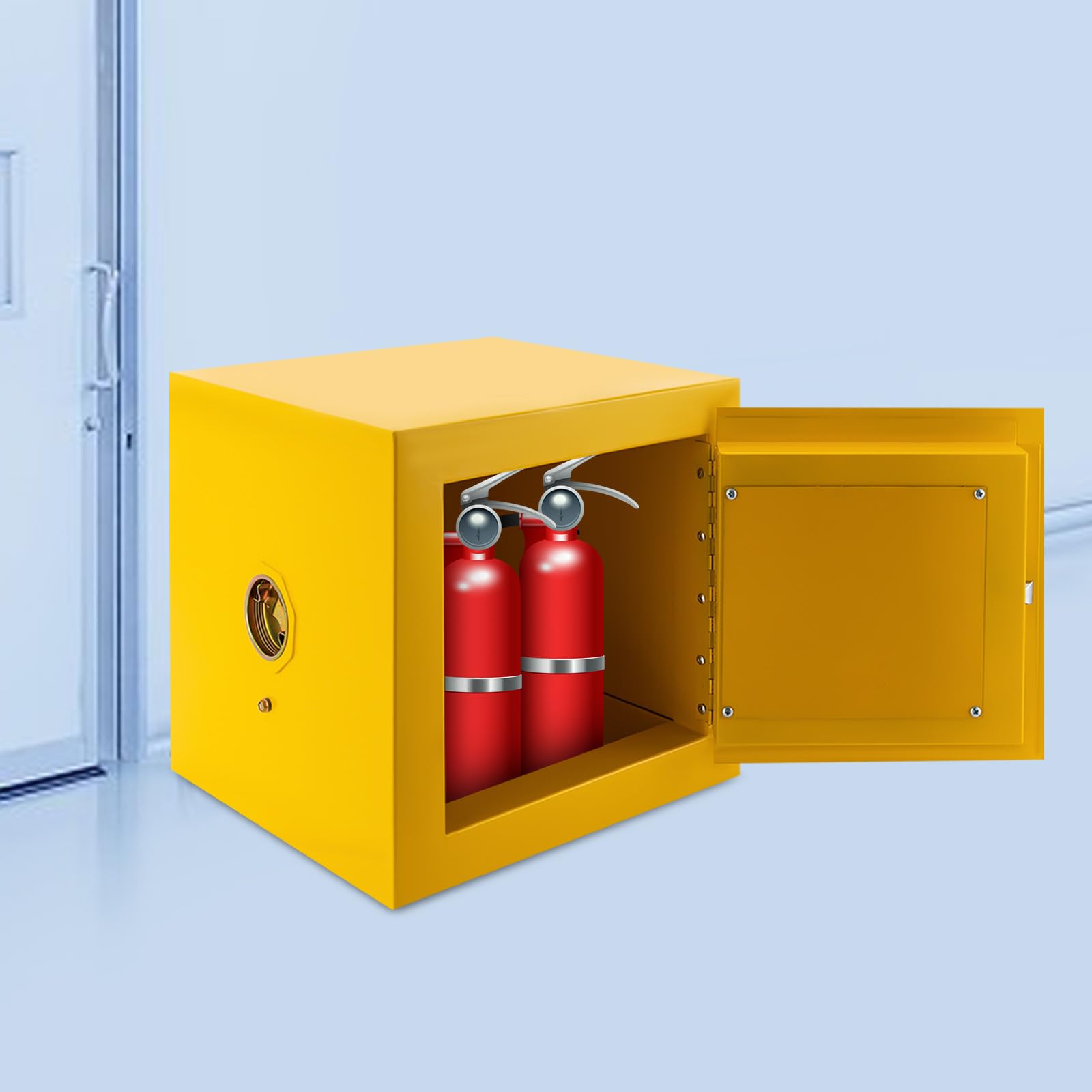 2 Gallon Hazardous Storage Cabinet - 13x13in Industrial Safety Cabinet for Chemicals & Flammables | Explosion-Proof Design for Labs, Workshops & Garages