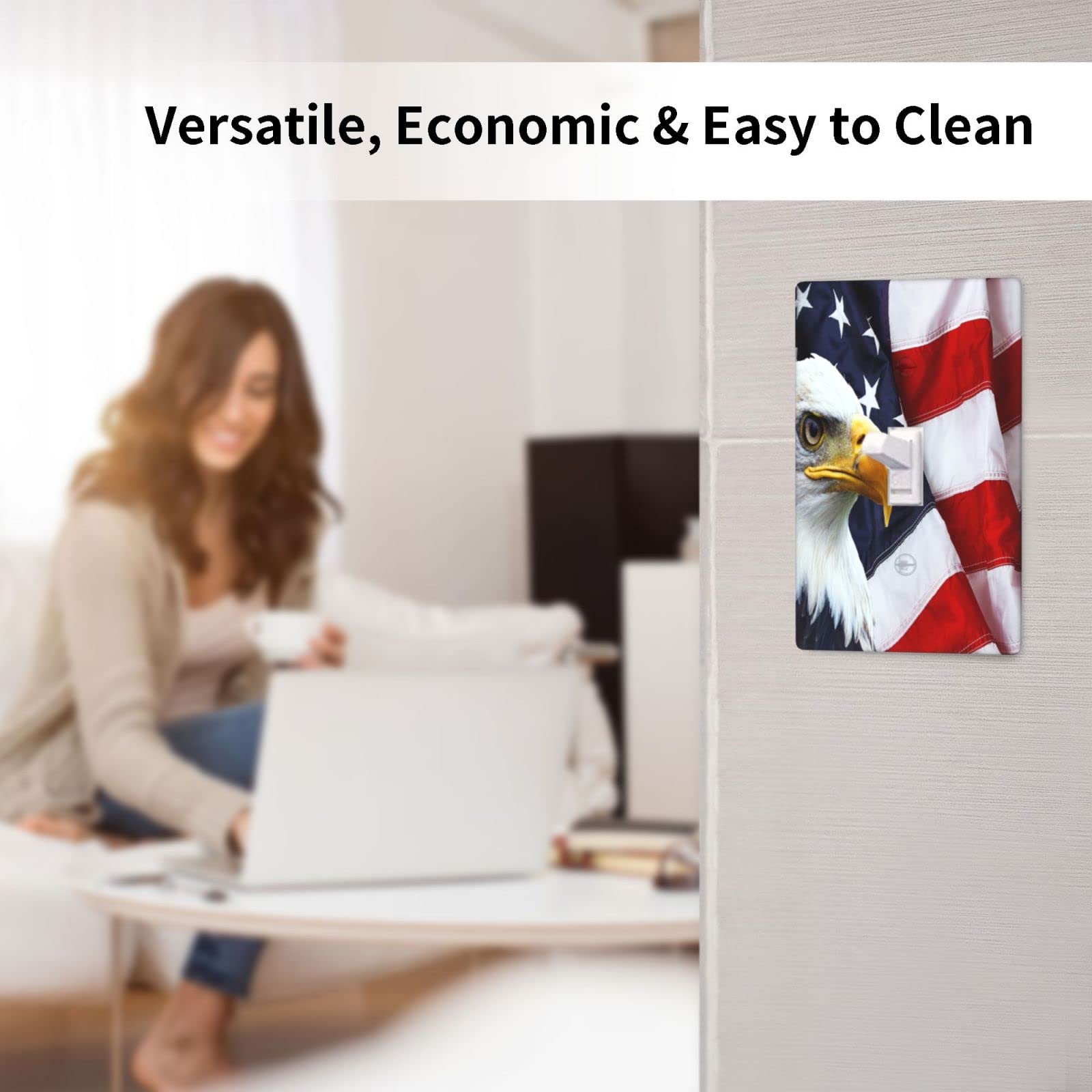 American Flag Light Switch Plate Cover - Single Toggle Outlet Cover with Patriotic Independence Day Design - Perfect for Bedroom, Living Room & Store Decor