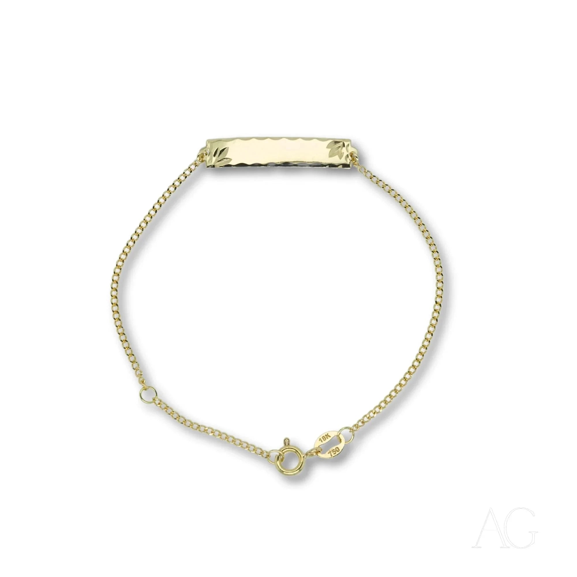 18k Solid Gold ID Bracelet for Kids - Personalized Name Bracelet - Durable & Hypoallergenic Jewelry for Birthdays, Gifts & Special Occasions