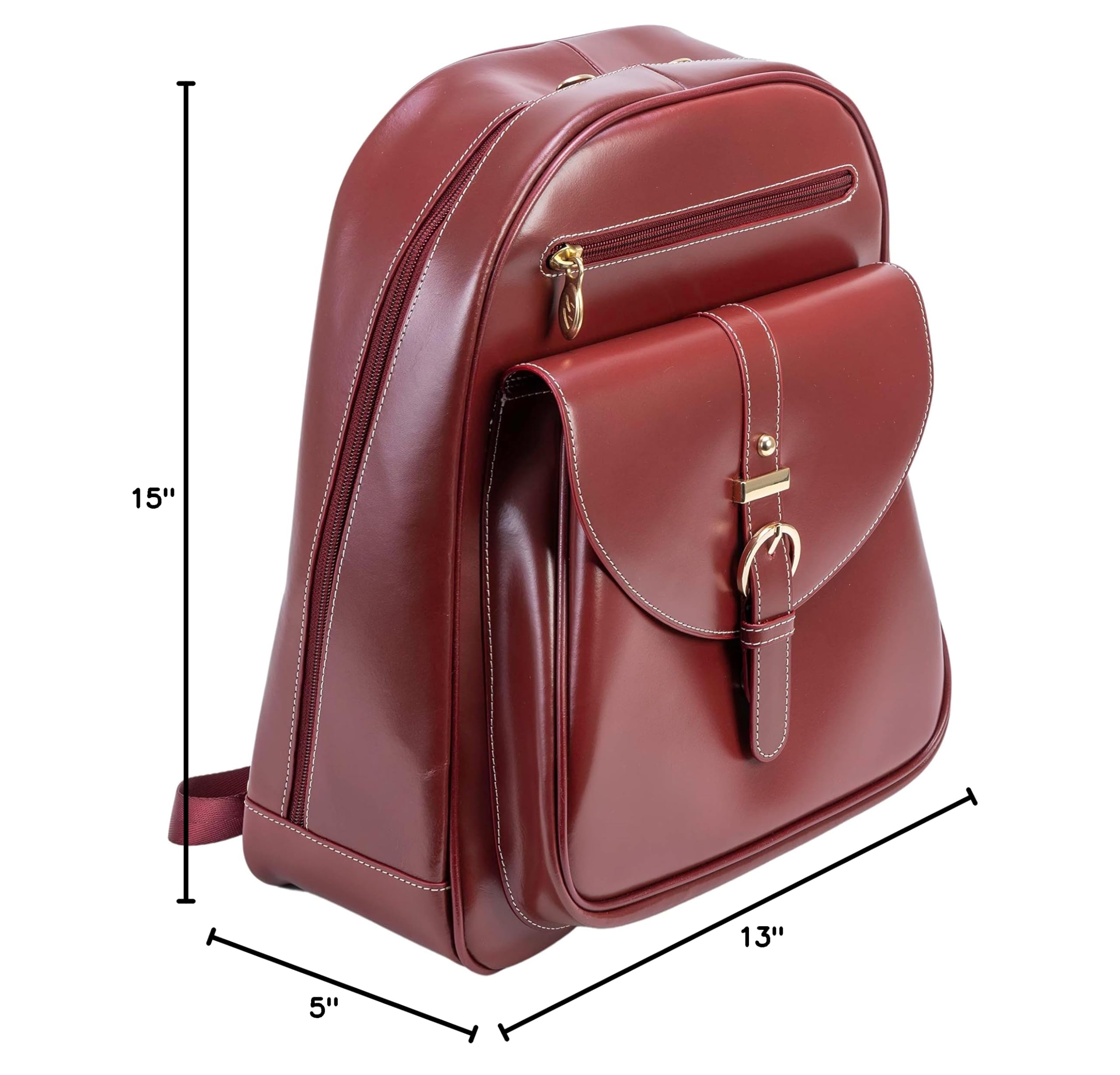 Professional Women's Leather Laptop Backpack for Business - Slim Tablet Briefcase, Small Red Leather Work Bag for Office, Travel & Commuting