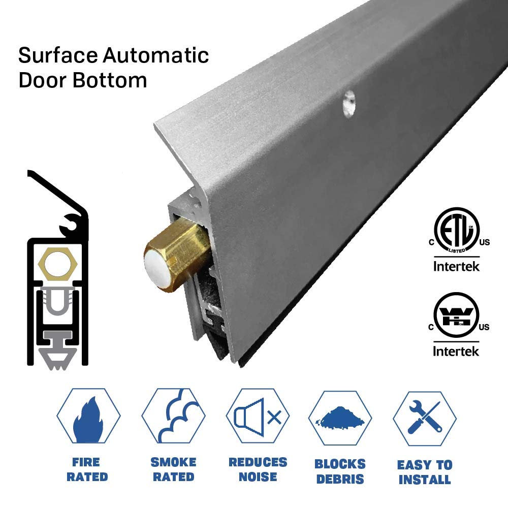 Fire Rated Light Duty Surface Mounted Automatic Door Bottom (7123CA) - Solid Rubber Extrusion, 6 x 1