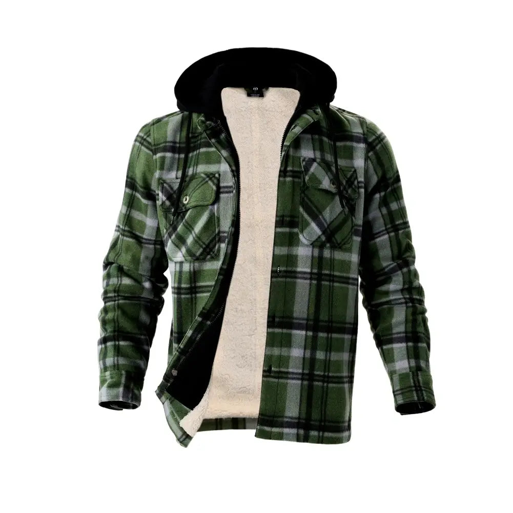 Men's Warm Plaid Berber Fleece Lined Jacket - Winter Outdoor Casual Coat for Hiking, Camping & Daily Wear