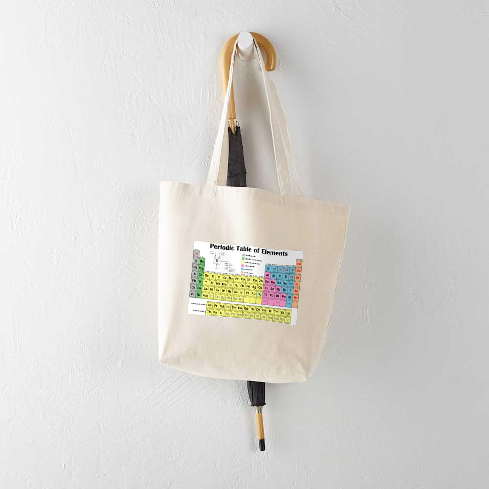 Periodic Table of Elements Tote Bag - Natural Canvas Reusable Shopping Bag for School, Science Class & Grocery Shopping | Eco-Friendly Chemistry Gift
