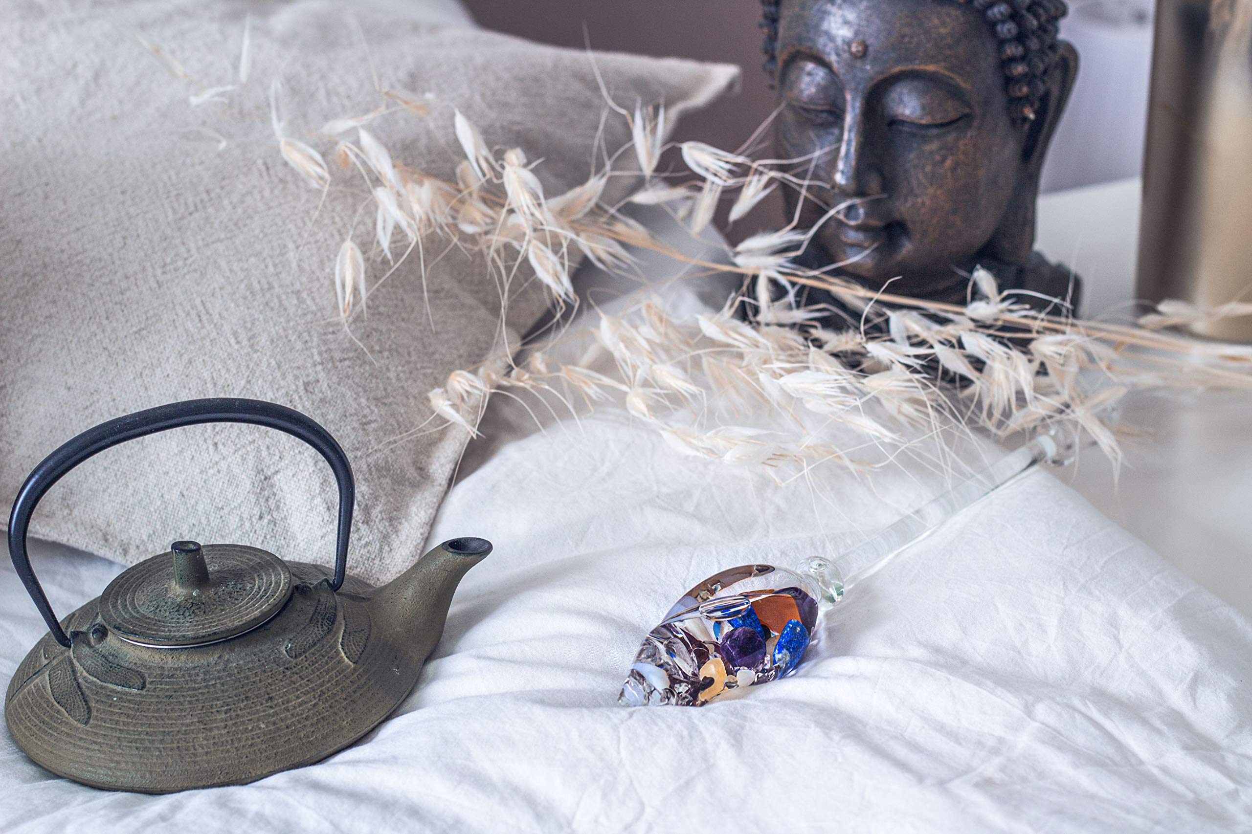 VitaJuwel Ayurvedic Gemstone Vial with Milk Opal, Amethyst, Clear Quartz, Lapis Lazuli, Garnet, Carnelian & Orange Calcite - Enhance Wisdom, Intuition & Joy - Perfect for Meditation, Yoga & Energy Healing
