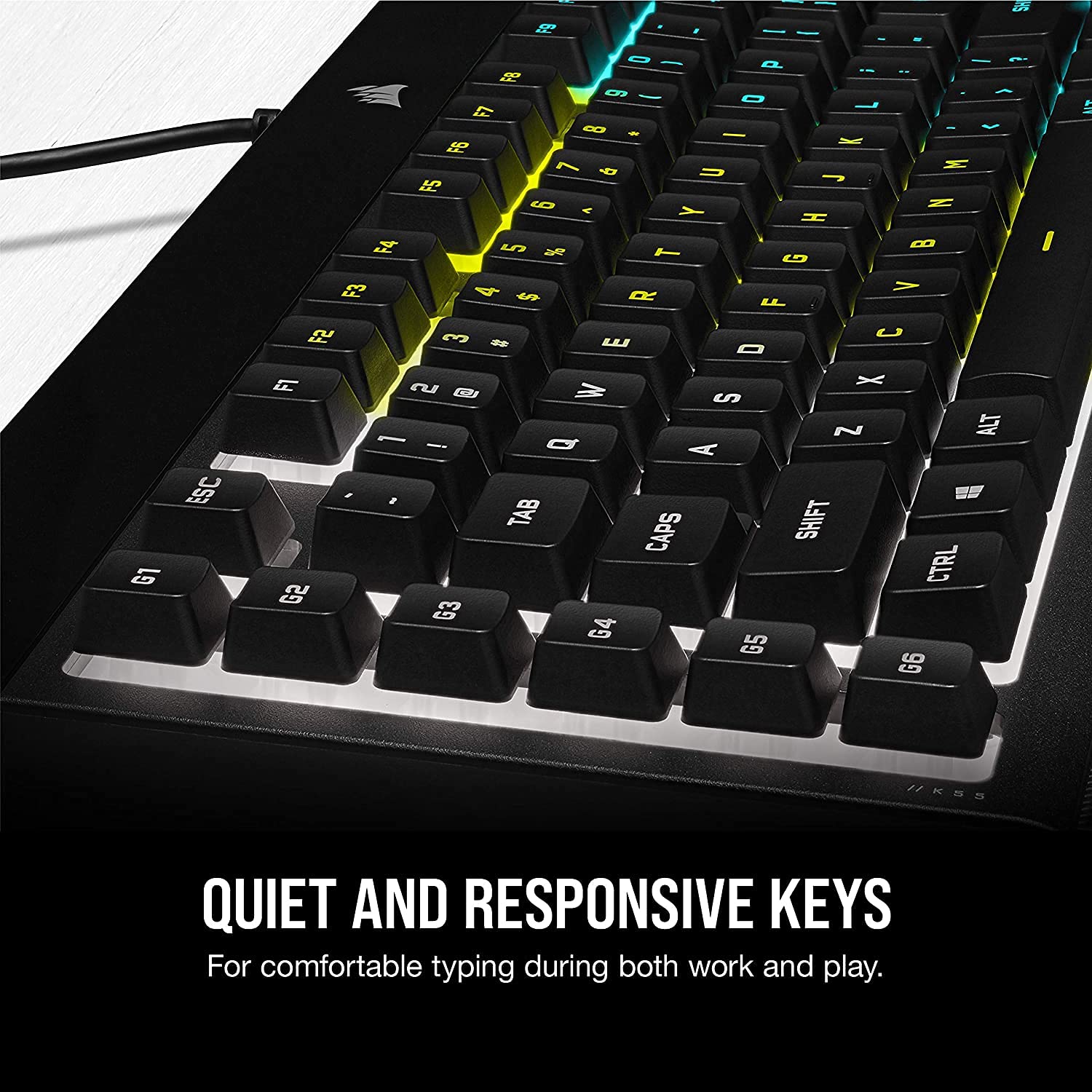 Corsair K55 RGB PRO Wired Gaming Keyboard - Mechanical Feel, RGB Backlit, Spill-Resistant (Renewed) - Perfect for PC Gaming, Streaming & Office Work