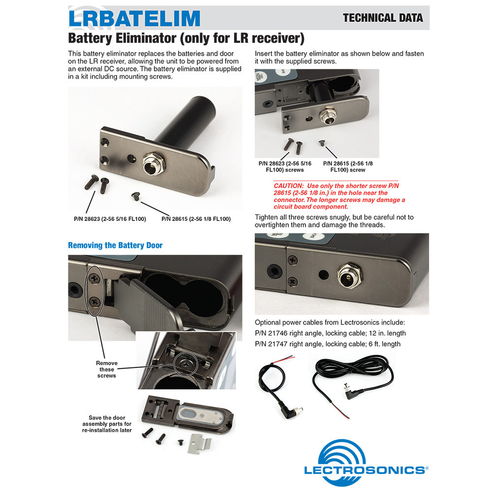 Lectrosonics Professional Battery Eliminator & Power Supply - 12V DC Power Adapter for Wireless Audio Systems - Perfect for Live Performances, Broadcast Studios & Field Recording