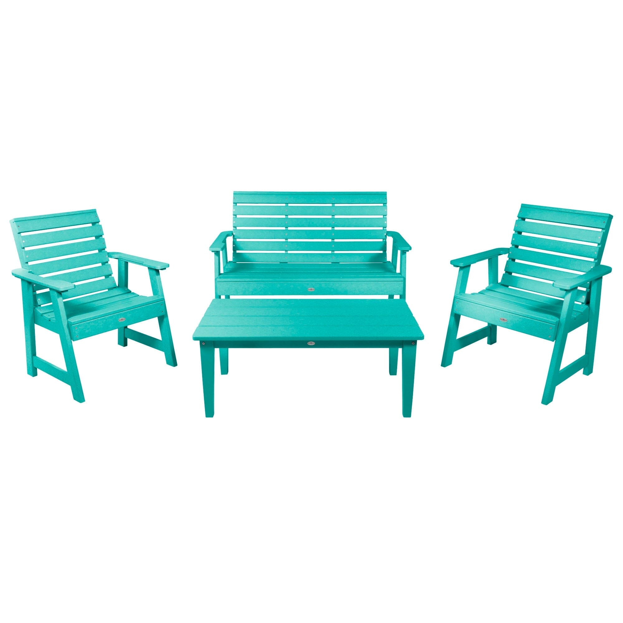 4ft Riverside Garden Bench Set with 2 Chairs & Conversation Table - Perfect for Outdoor Patio, Backyard, and Garden Relaxation
