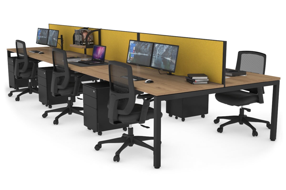 Quadro Square Legs 6-Person Office Workstation - 1800L x 800W with Cable Management - Ideal for Collaborative Workspaces & Open Office Environments