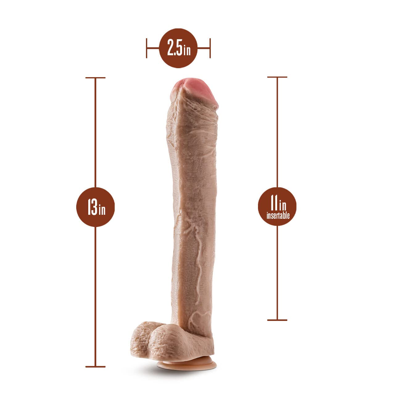 Blush Novelties Hung Rider - 13 Inch Realistic Suction Cup Dildo for Women & Men - Lifelike Beige Sex Toy - Perfect for Solo Play, Couples & BDSM Scenes