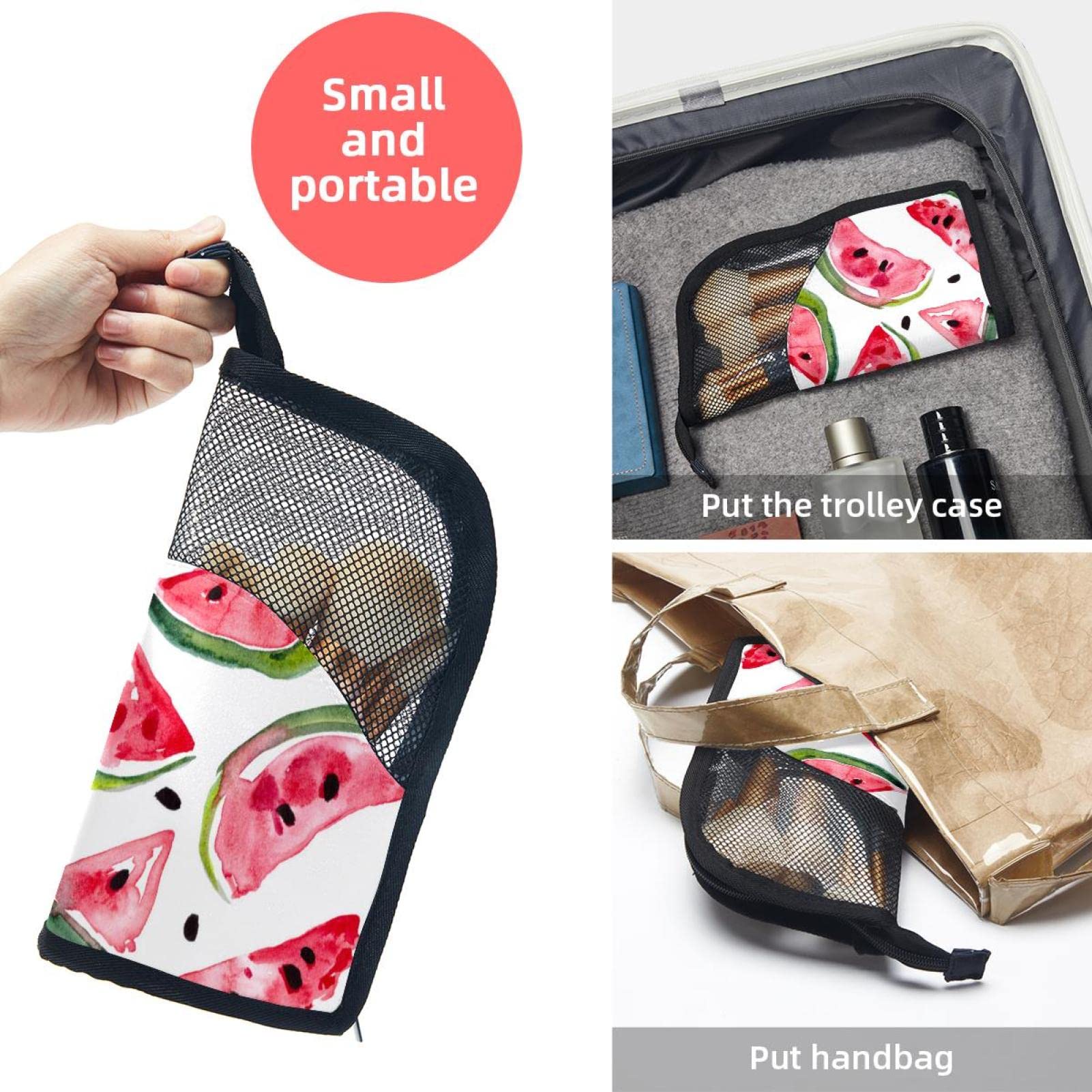 Watercolor Watermelon Makeup Brush Organizer Bag with 12 Brushes - Portable Cosmetic Brush Holder Case for Travel, Home & Professional Makeup Artist Kit
