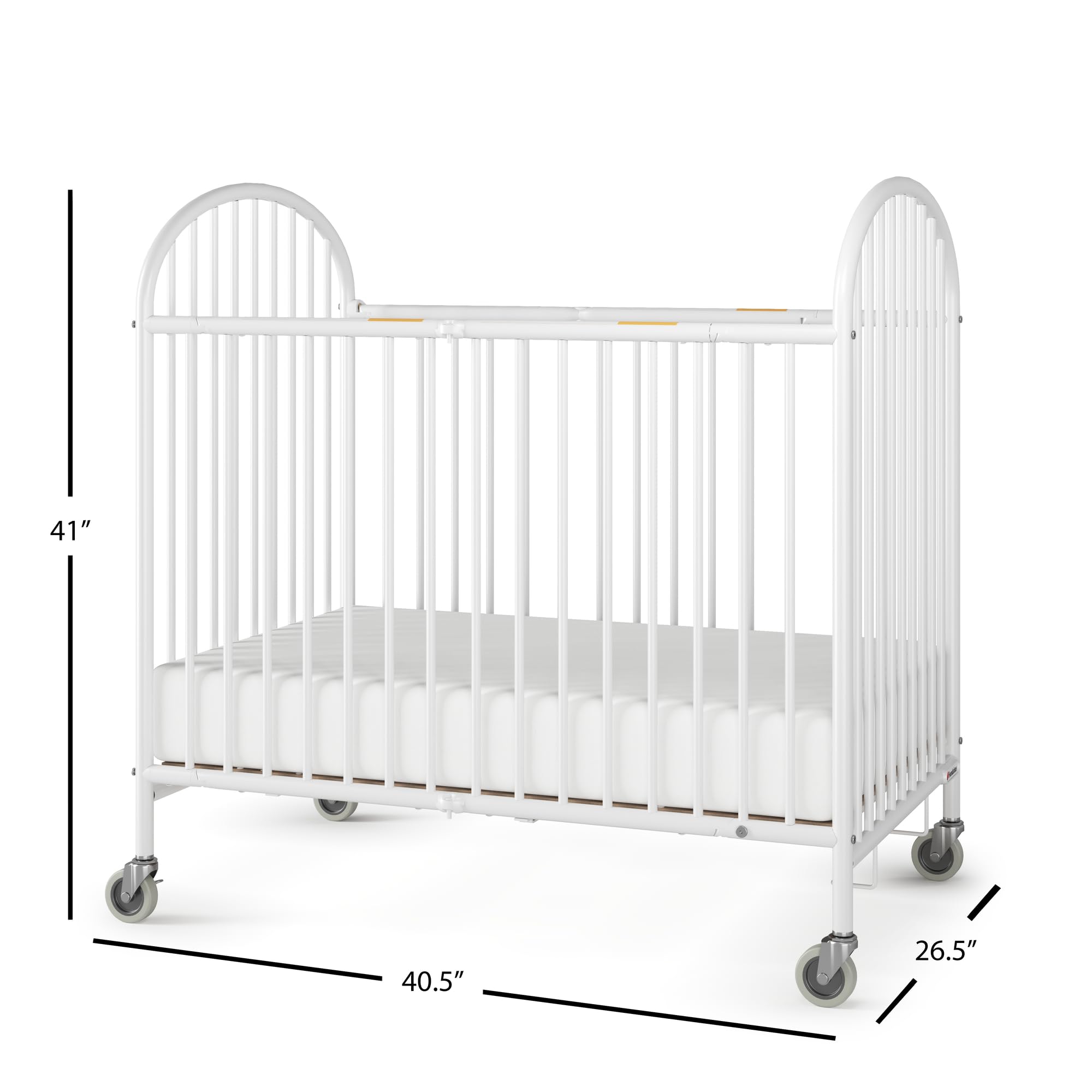 **Foundations Pinnacle Metal Baby & Toddler Folding Crib – Portable Travel Crib with Foam Mattress & 3