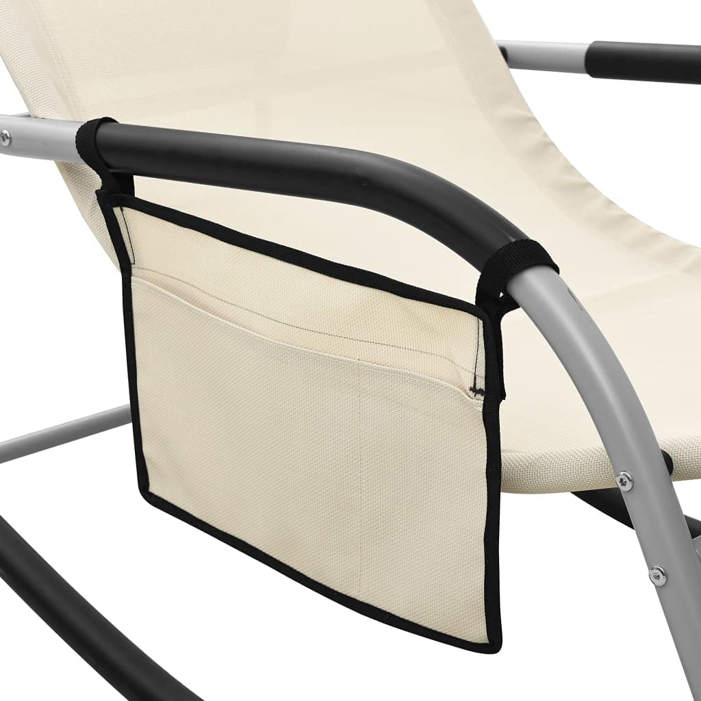 Premium Adjustable Reclining Sun Lounger - Textilene Cream & Gray Outdoor Lounge Chair for Patio, Garden, Beach, Poolside & Backyard - Perfect for Sunbathing, Tanning & Relaxing in Comfort