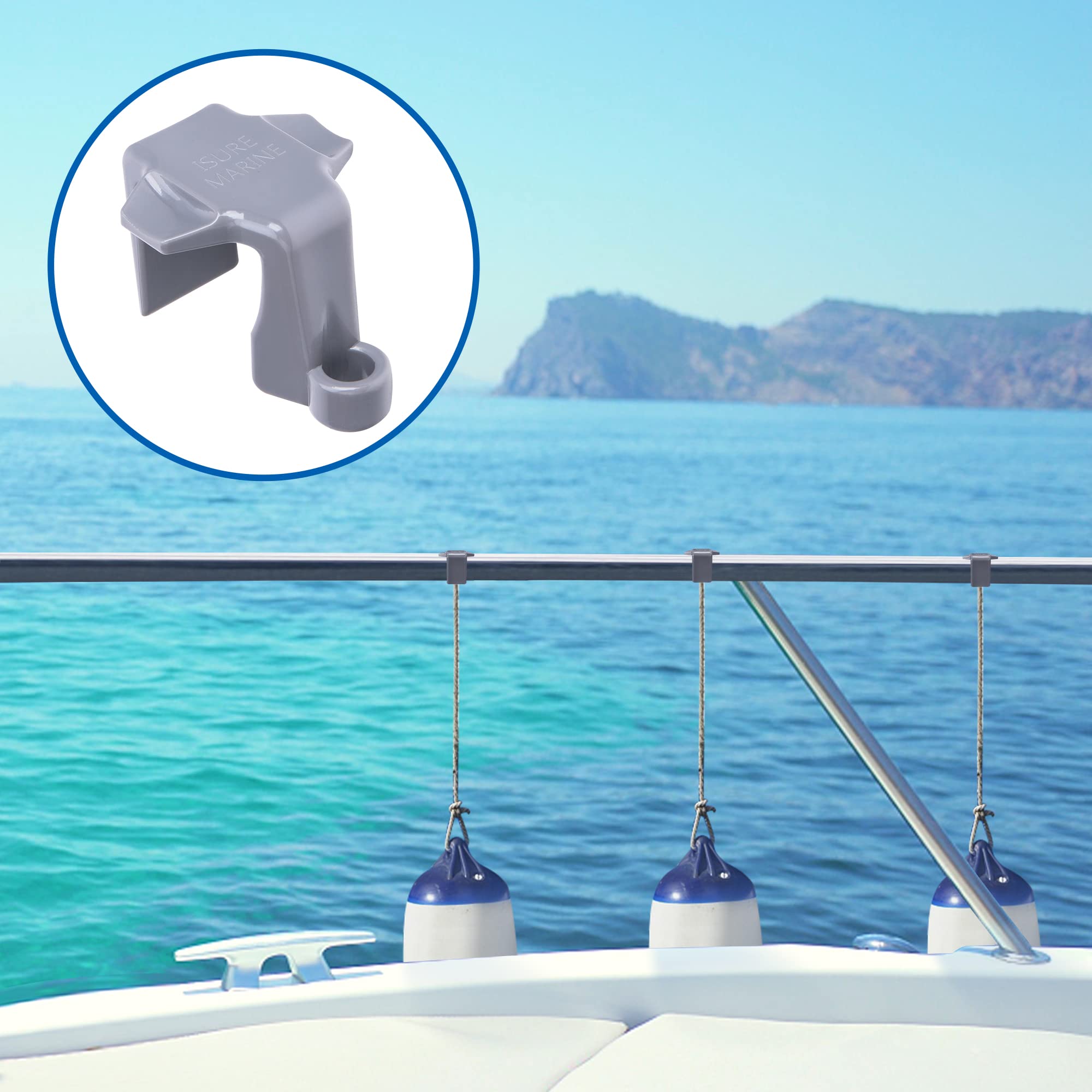 Watayo 4-Pack Adjustable Pontoon Boat Fender Clips - Heavy Duty Square Rail Bumper Hangers for Secure Docking - Perfect for Pontoon Boats, Docks & Marine Use