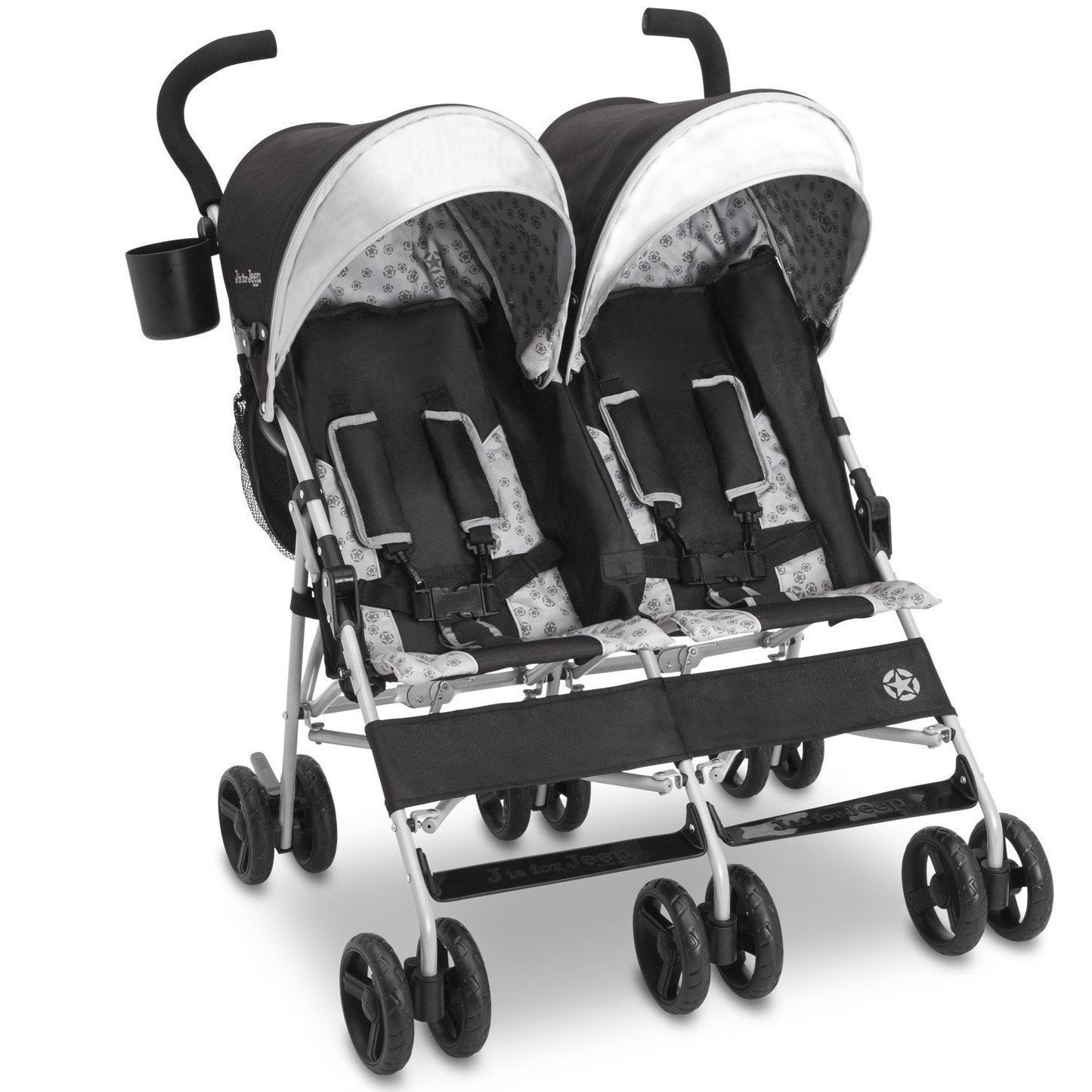 Jeep® Scout Double Stroller - Lightweight & Durable Side-by-Side Baby Stroller for Twins - Perfect for Shopping, Travel & Outdoor Adventures