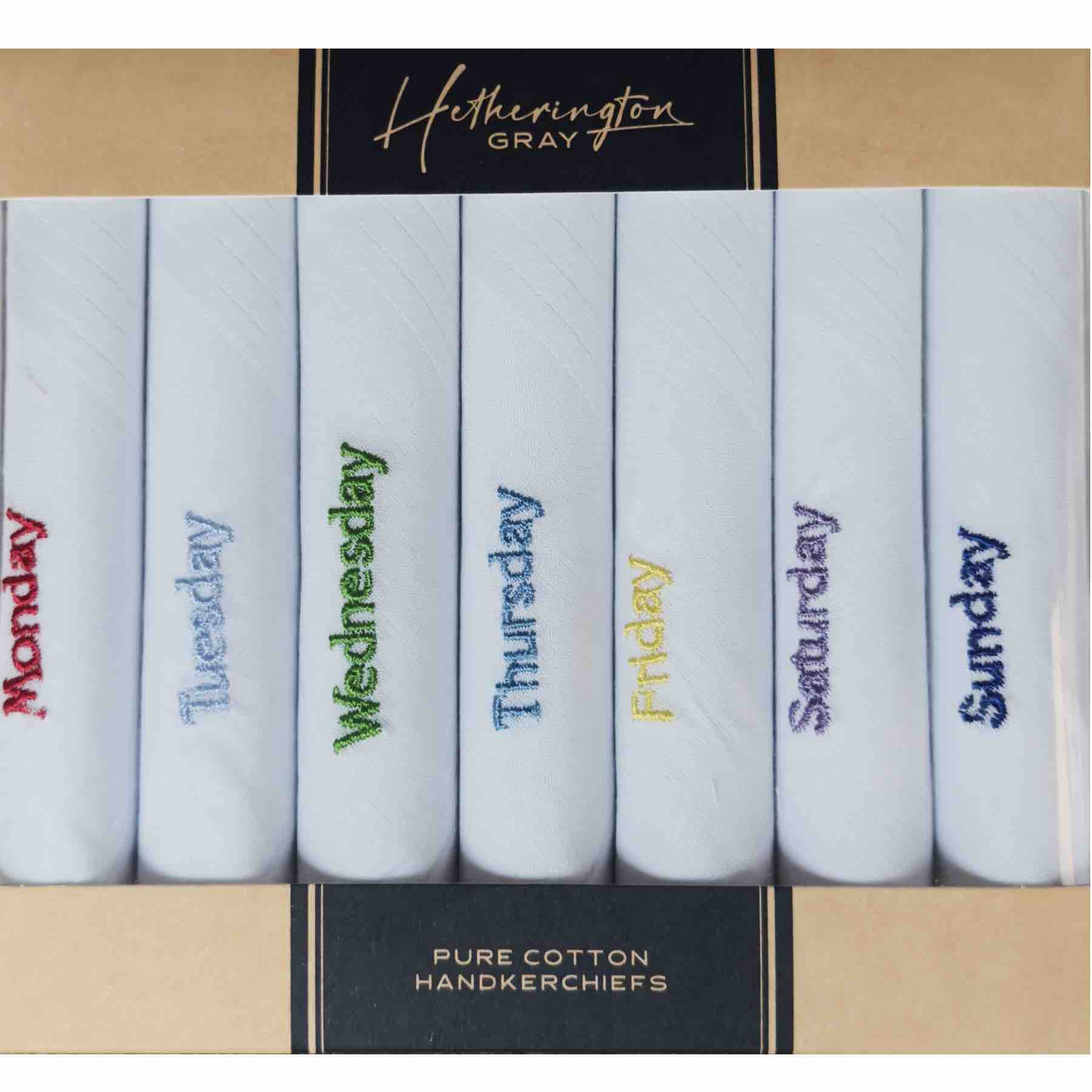 7 Days of the Week Men's Handkerchief Set - Soft Cotton Pocket Squares for Daily Use, Work, and Formal Occasions