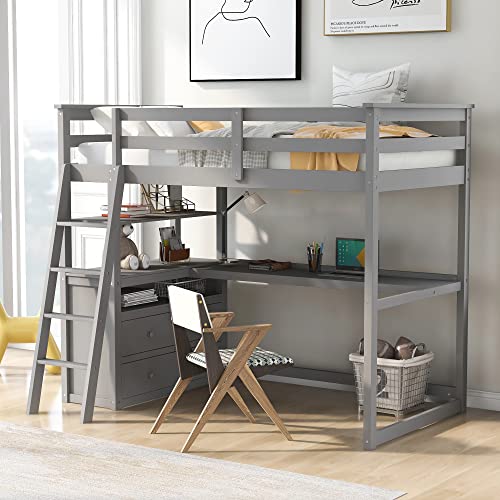 Gray/With Desk & Shelf & Drawer