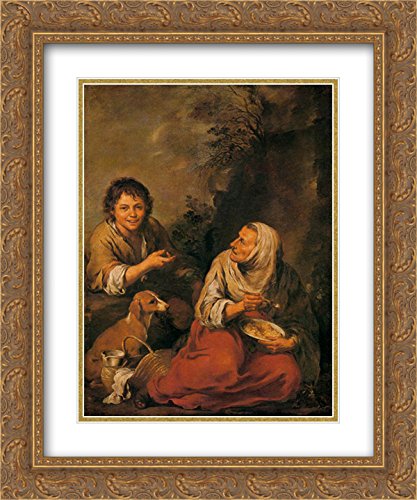 Bartolome Esteban Murillo Museum Art Print - Peasant Woman and Boy Painting in 20x24 Gold Ornate Frame with Double Matting | Classic Wall Decor for Living Room, Bedroom & Office