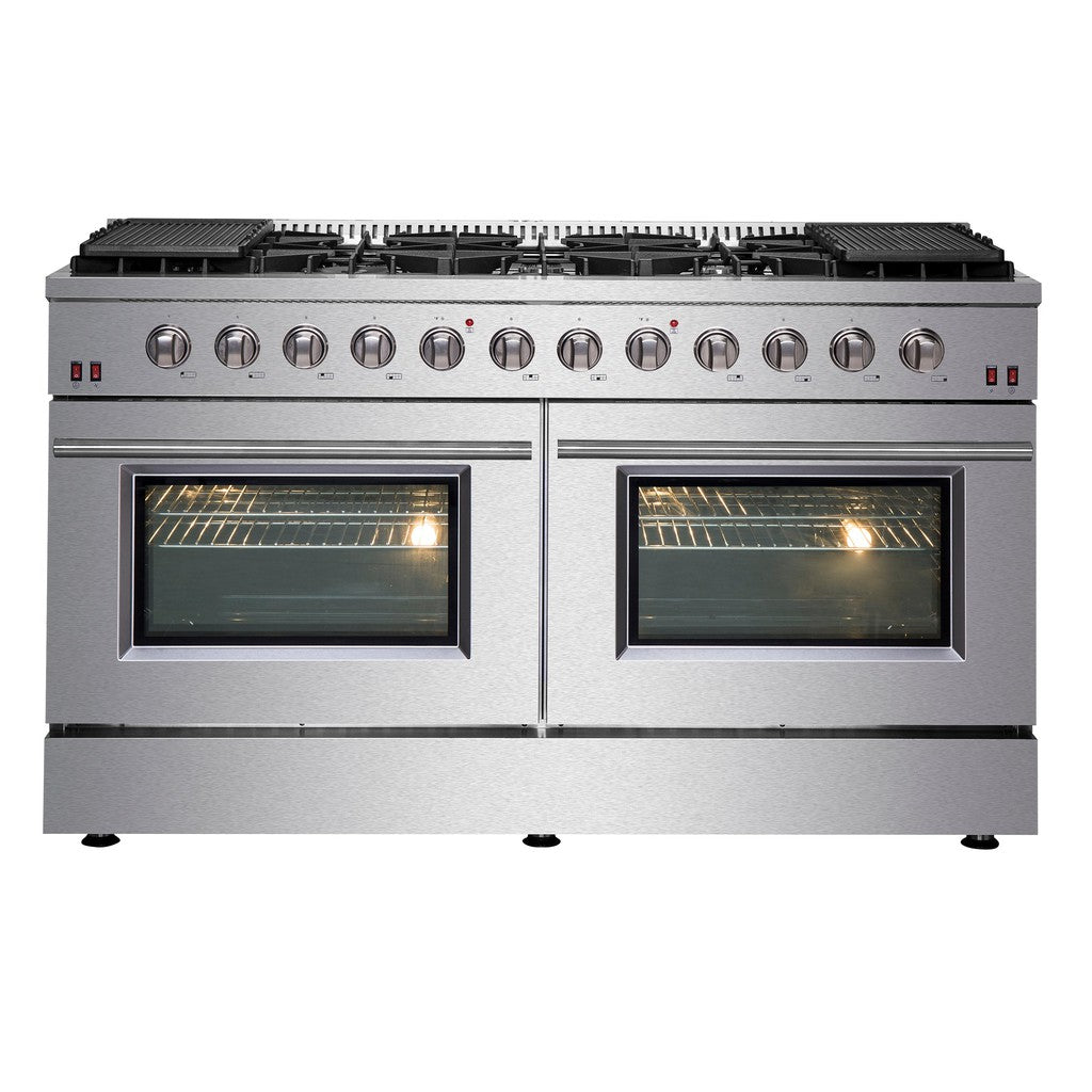 Forno Galiano 60-Inch 6.58 cu. ft Professional Freestanding Gas Range with 4 Burner Stove & Gas Oven - Stainless Steel (FFSGS6244 60) for Home Kitchen, Restaurant & Commercial Cooking