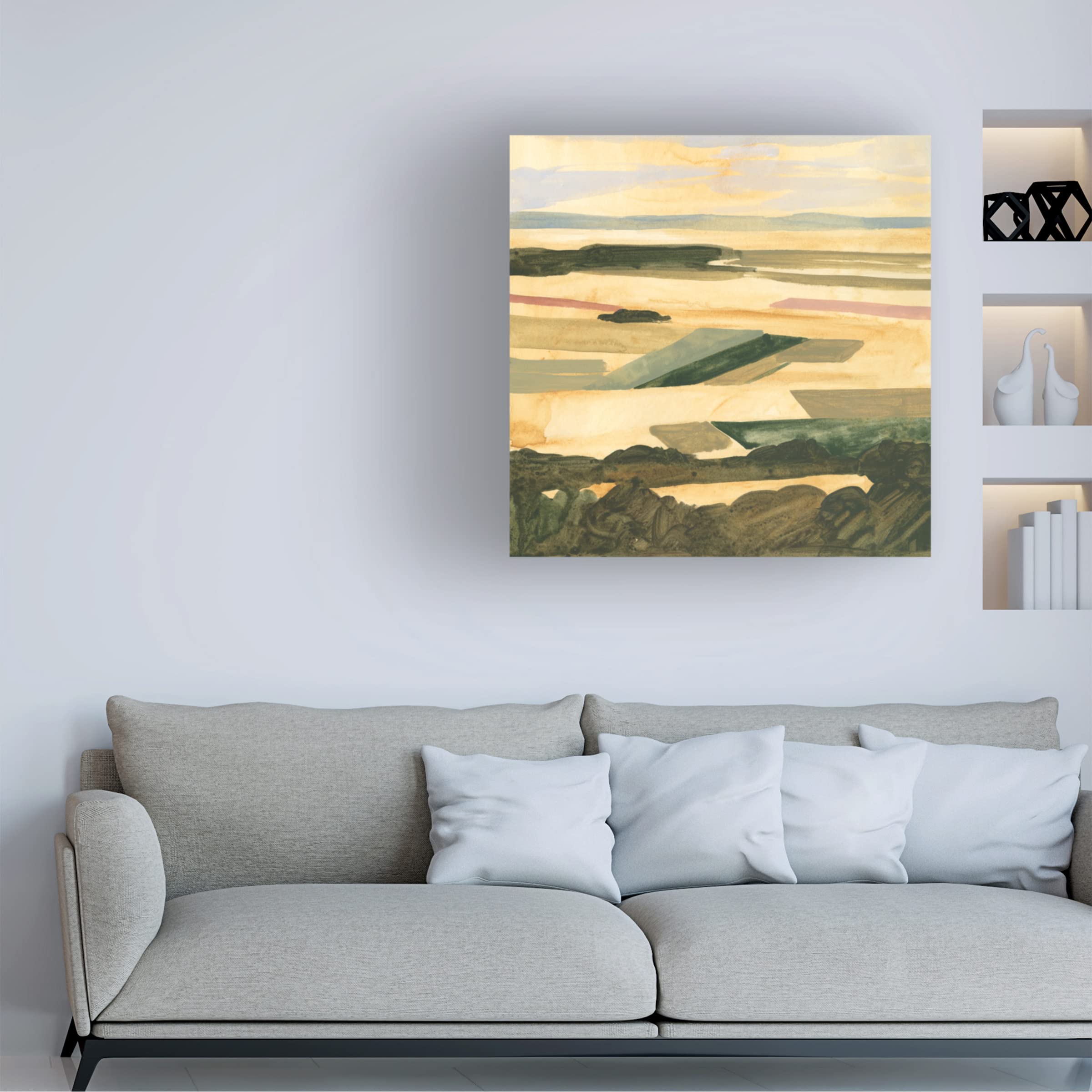 Victoria Borges 'Golden Farmland II' Canvas Wall Art Print - Handmade Farmhouse Landscape Painting for Living Room, Bedroom & Office Decor
