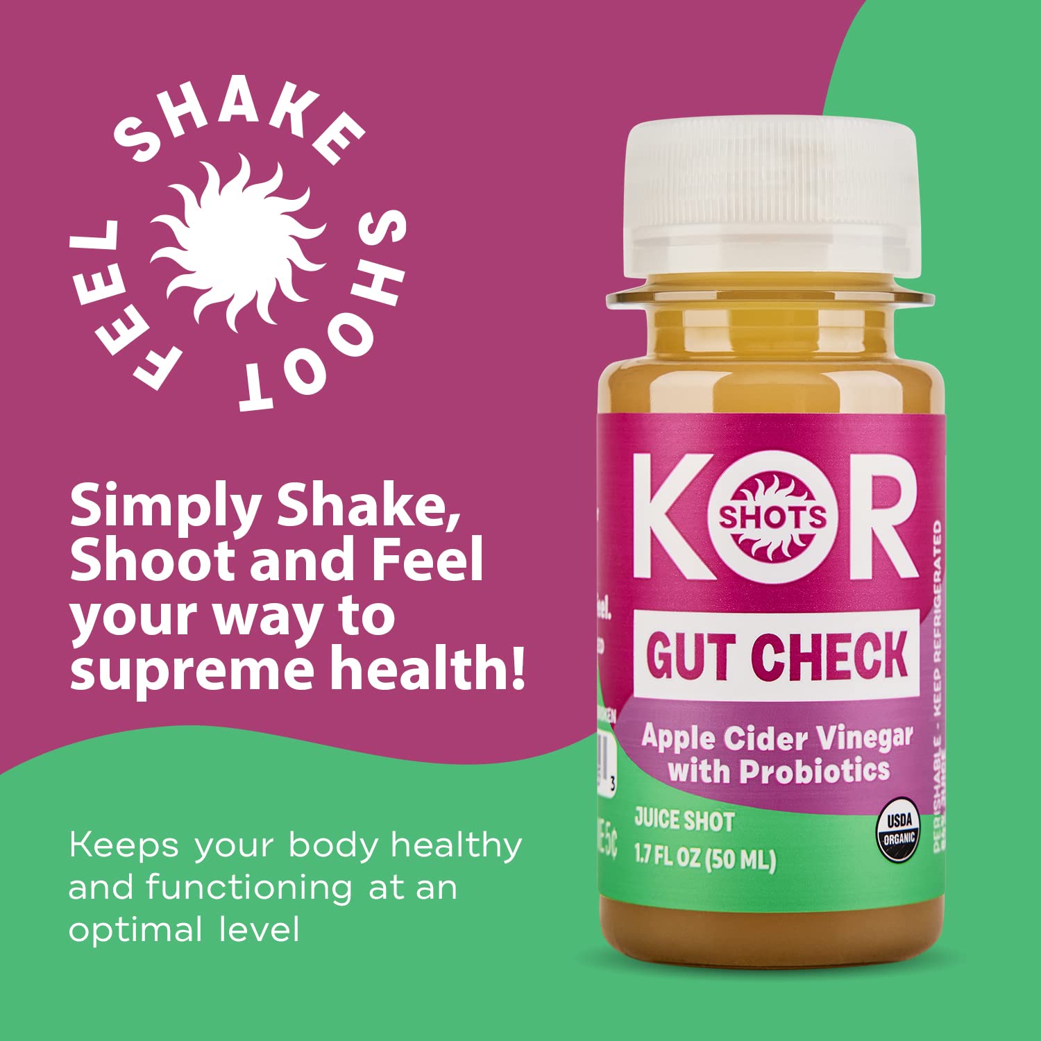Organic Apple Cider Vinegar Probiotics Shot - 24 Pack (1.7 Fl Oz Each) with 1 Billion CFU for Gut Health & Digestion - USDA Certified - Perfect for Daily Wellness Routine & On-the-Go Immune Support