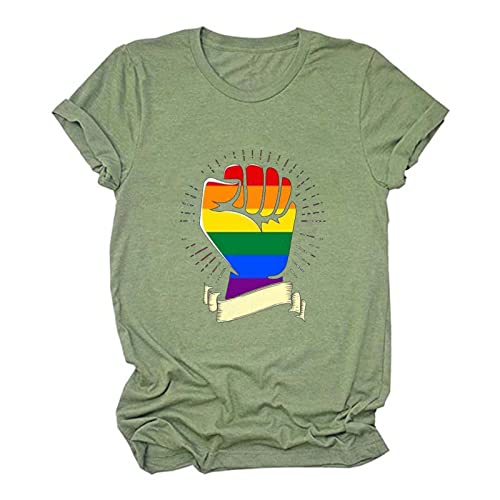 Rainbow Pigeon Pride Shirts for Women - Cute LGBT Equality Graphic Tunic Tees - Summer Casual Short Sleeve Vacation Tops for Pride Parades, LGBTQ Events & Everyday Wear