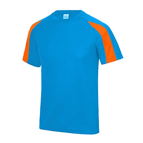 JUST COOL Kids & Boys' Contrast Color Sports T-Shirt - Breathable Cotton Tee for Basketball, Soccer & Outdoor Activities