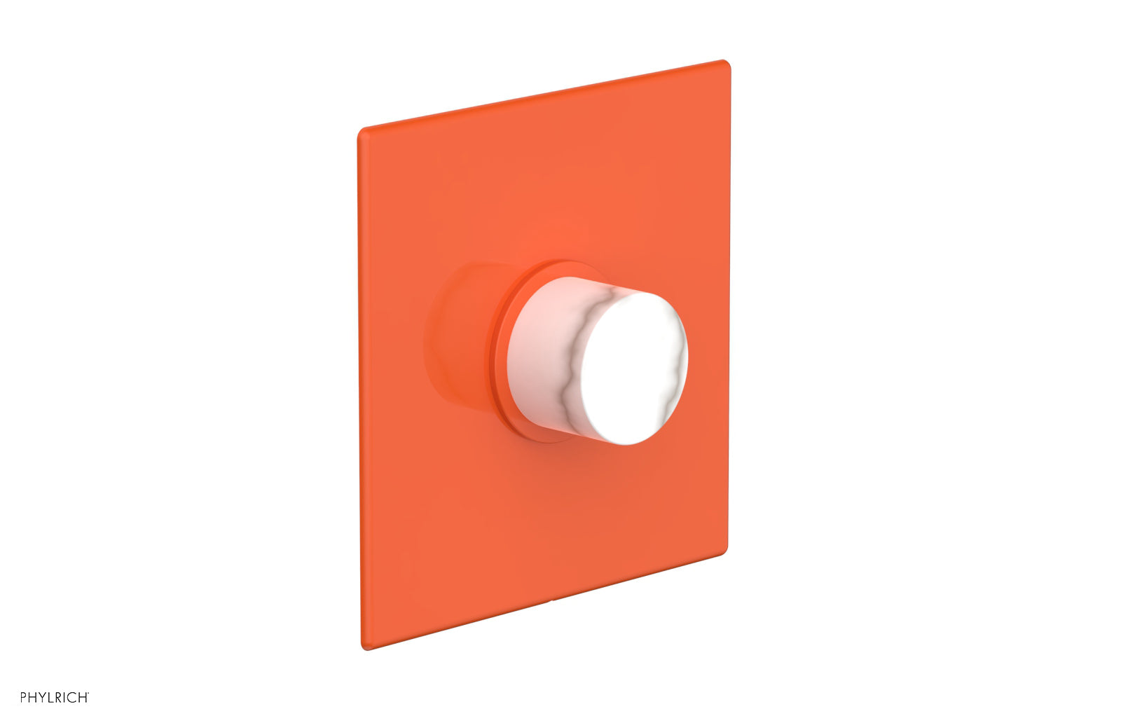 Premium Square Shower Plate with Pressure Balance Valve & White Marble Handle Trim - 4