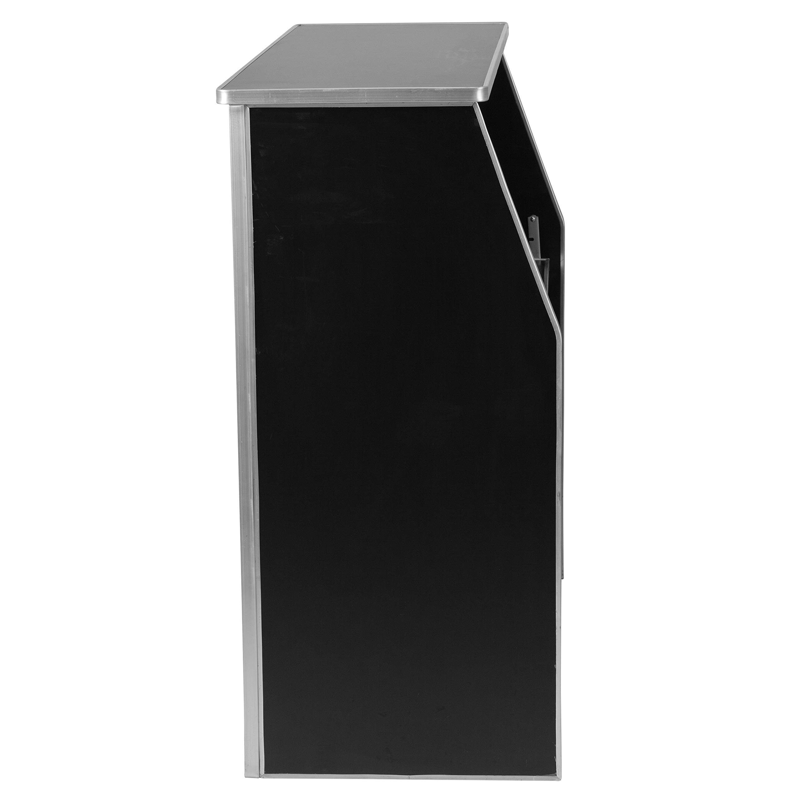 Flash Furniture 4-Foot Folding Portable Bar with Shelves - Mobile Laminate Event Bar for Parties, Weddings & Home Use - Black | Compact & Space-Saving Design