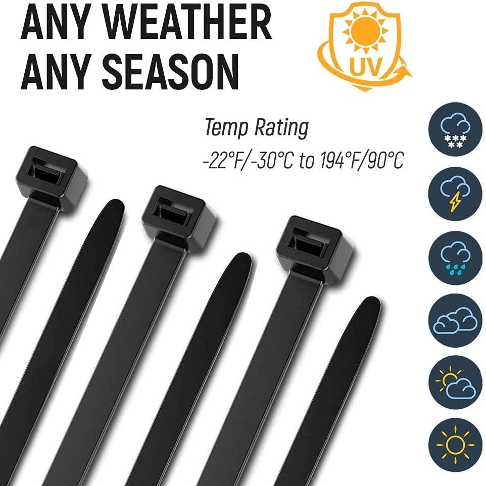 ALBO 4-Inch Black Nylon Cable Ties (1000 Pack) - 18lb Tensile Strength, UV Resistant Zip Ties for Organizing Wires, Bundling Cables & DIY Projects