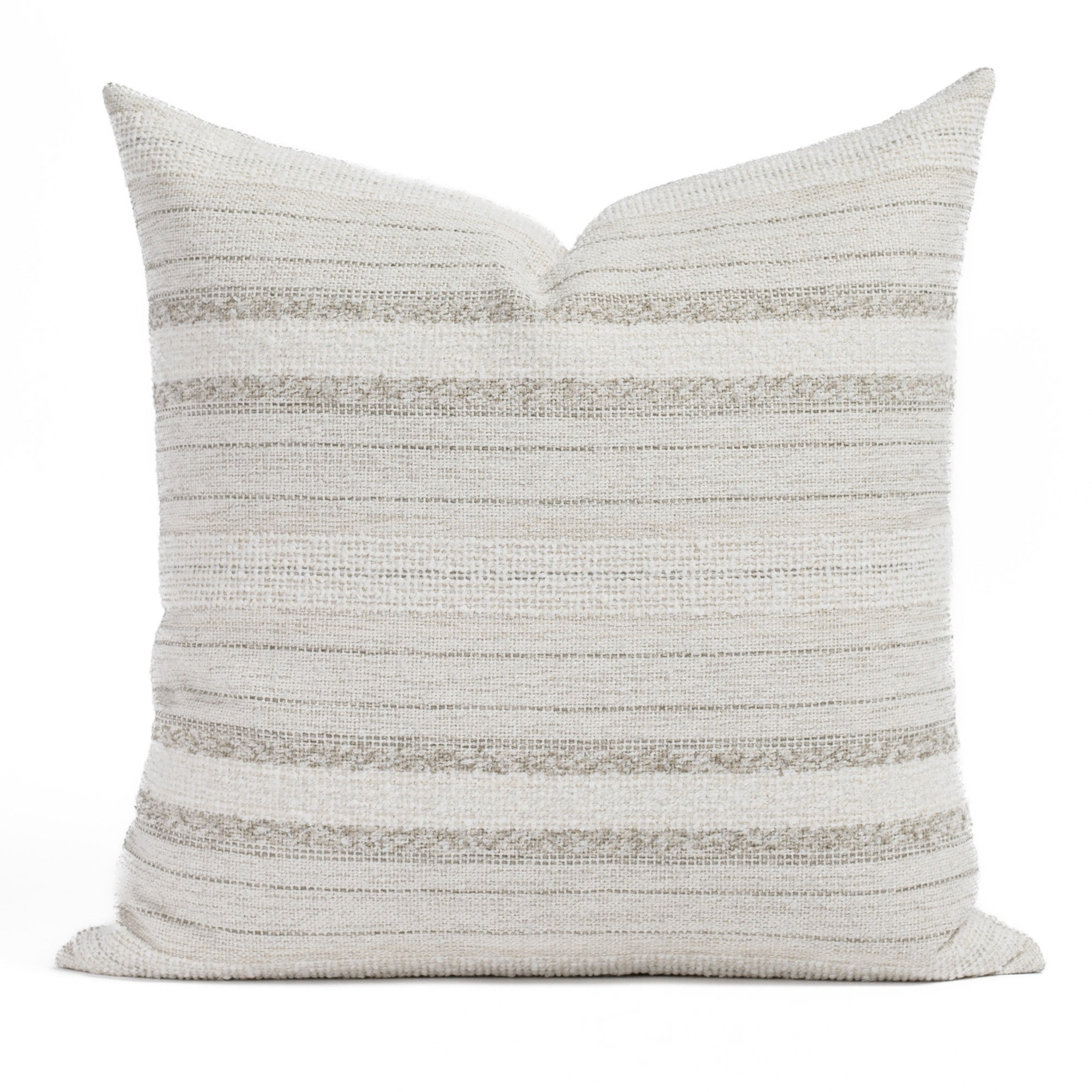 Acadia Stripe 22x22 Decorative Throw Pillow Cover - Soft Cotton Square Cushion Case for Sofa, Bed & Home Decor - Salt Color