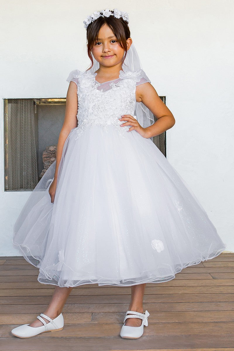 First Communion White Dress for Girls - Elegant Lace Flower Girl Dress 2018 Collection - Perfect for Church Ceremonies, Baptisms, and Special Occasions