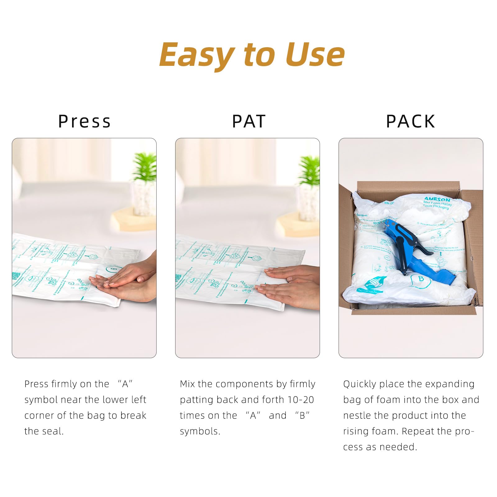 100 Pack Expanding Foam Bags for Packaging - 14” x 16