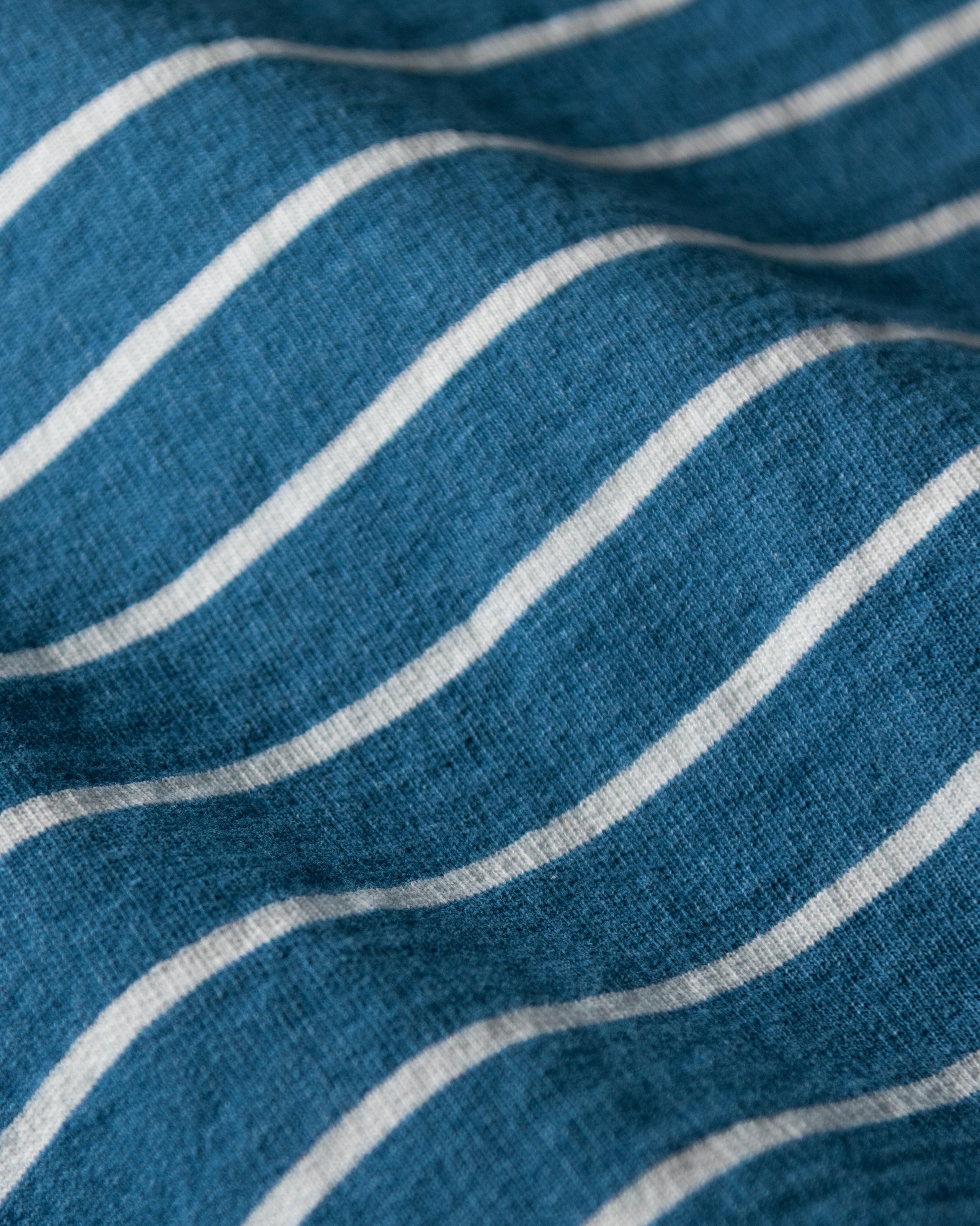 Premium Heavyweight Long Sleeve Indigo Polo Shirt - ¾
