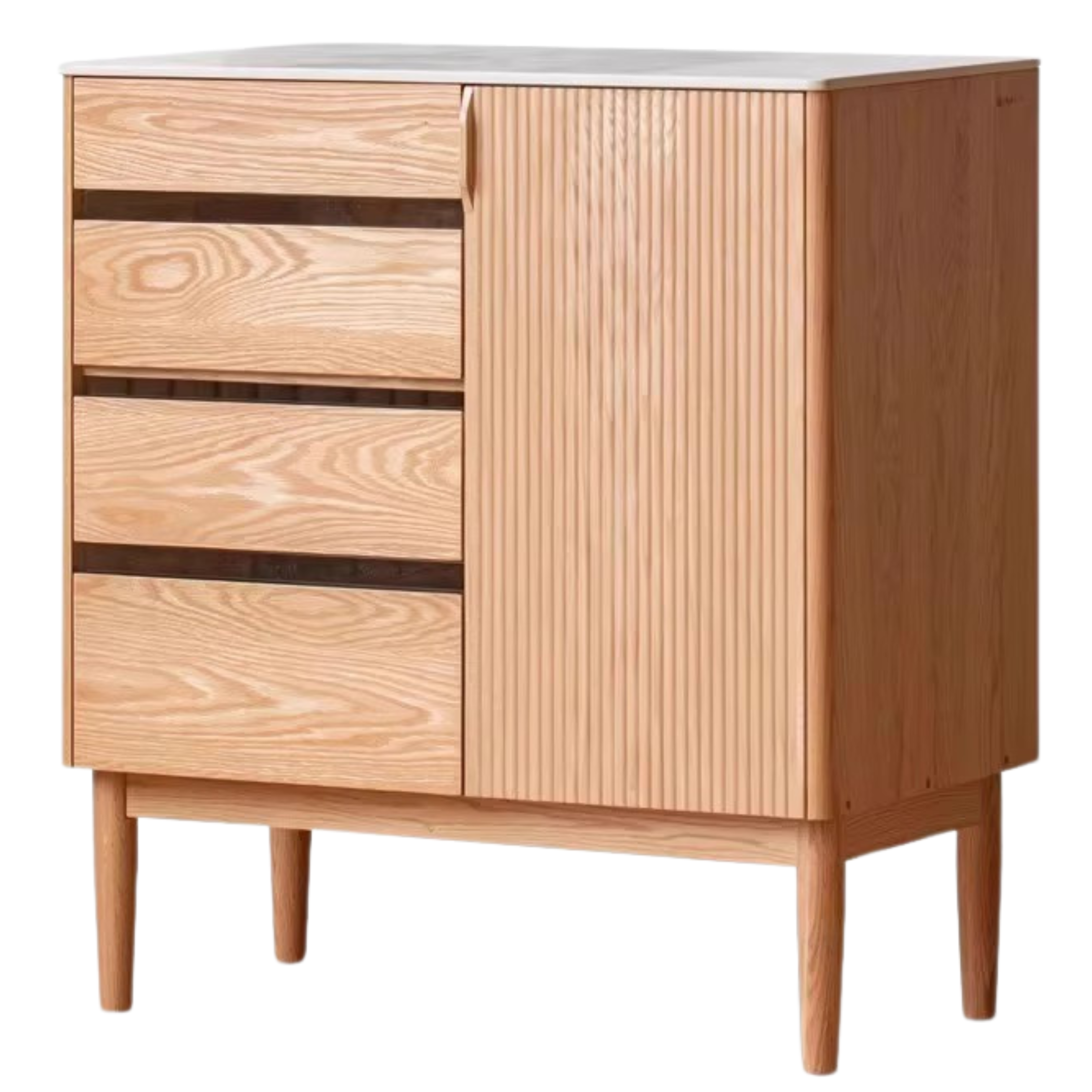 Solid Oak Wood Modern Rock Board Side High Tea Cabinet Buffet - Stylish Storage for Dining Room, Living Room & Kitchen | Perfect for Tea Parties, Buffets & Home Decor
